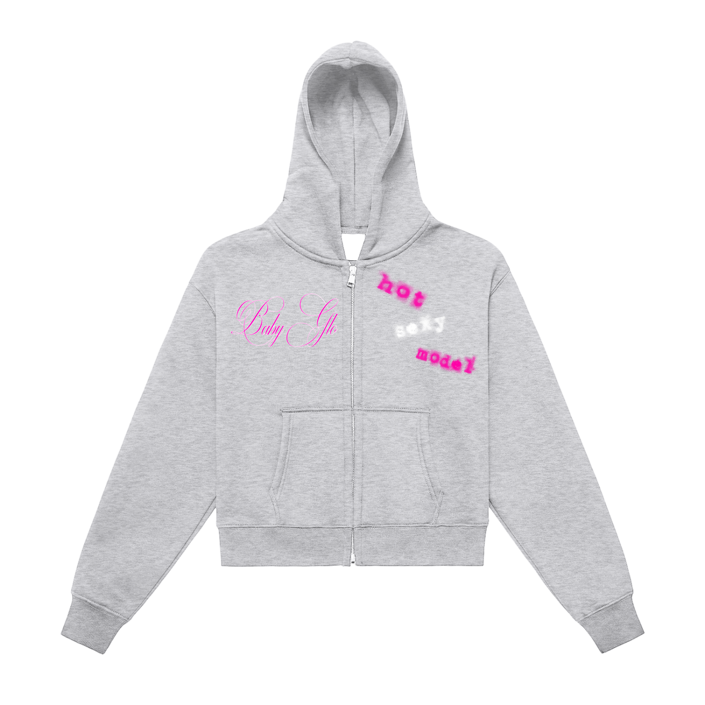 “Baby GLØ” Designer Ladiez Fleeced Zip-Up Cropped Hoodie