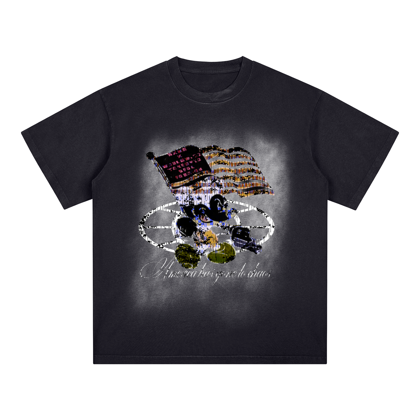 America Has Gone Chaos Designer Washed Drop Shoulder T-Shirt - 250 GSM