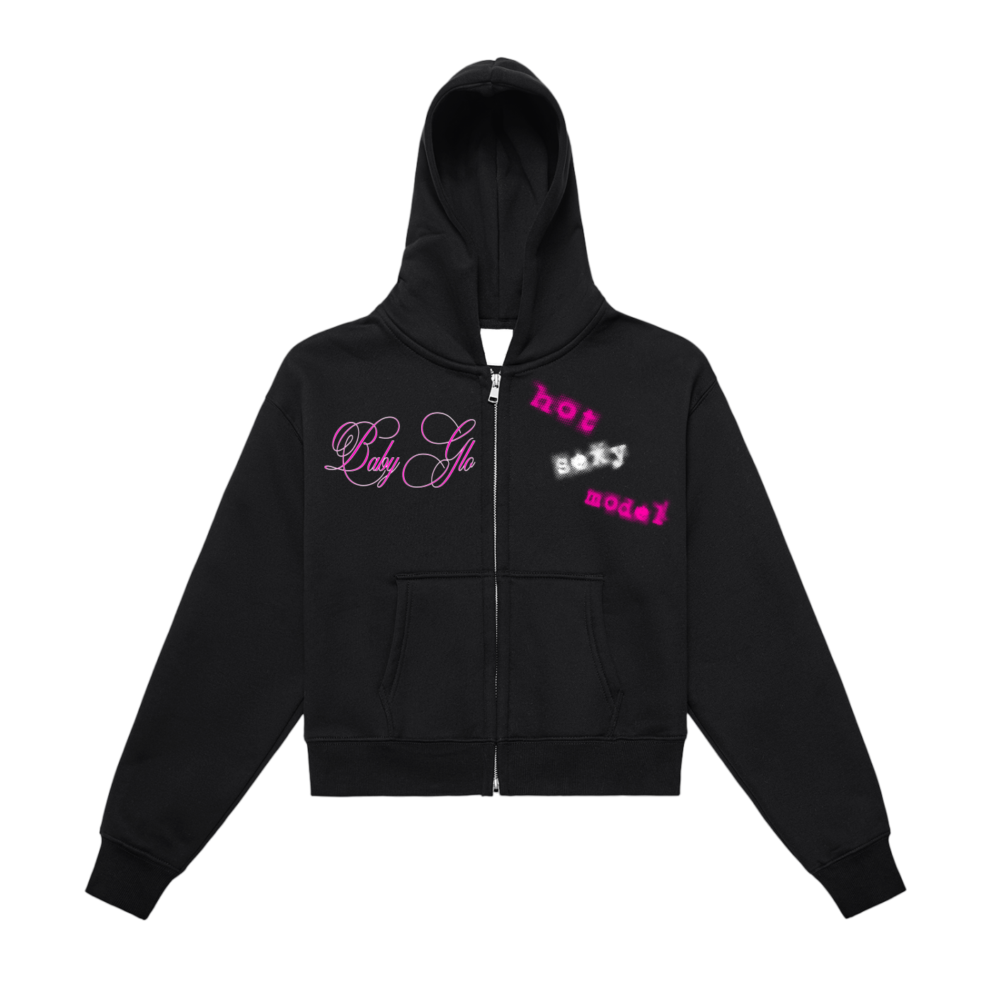 “Baby GLØ” Designer Ladiez Fleeced Zip-Up Cropped Hoodie