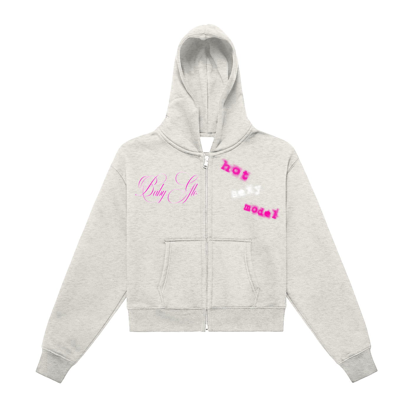 “Baby GLØ” Designer Ladiez Fleeced Zip-Up Cropped Hoodie