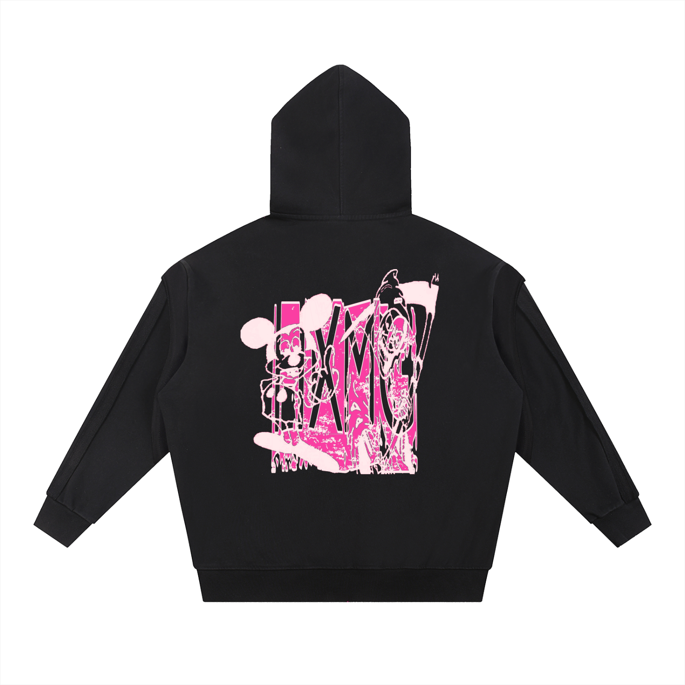 Contrast Tape Raw Edge Double Layered Hoodie