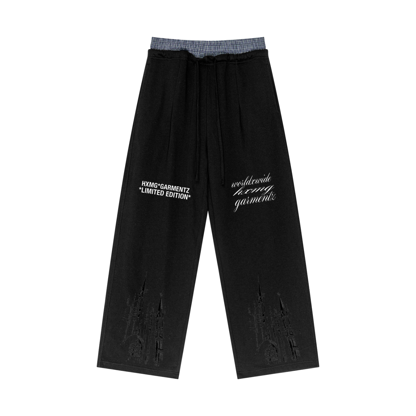 HXMG DOUBLE Plaid Contrast Waist Pants