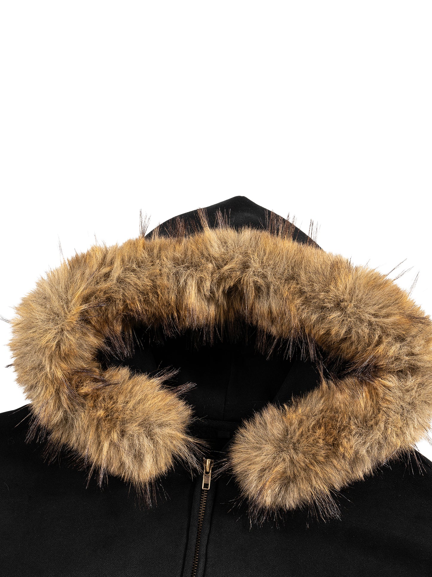 DAT FAKE MINK-Sun Fade Boxy Detachable Fur Hoodie